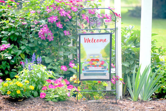 Small Garden Flag Arbor With American Flag Cutout Design