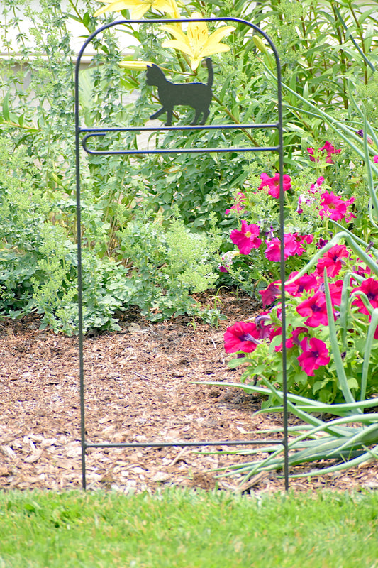 Small Garden Flag Arbor With Cat Cutout Design