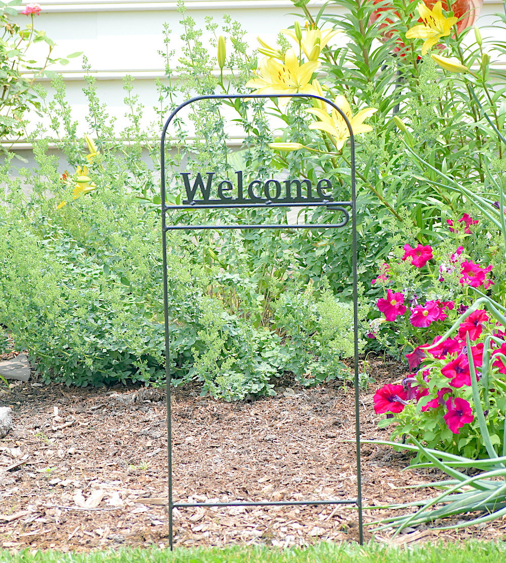 Small Garden Flag Arbor with Welcome Cutout Text