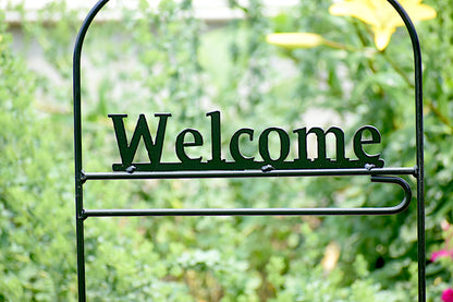 Small Garden Flag Arbor with Welcome Cutout Text