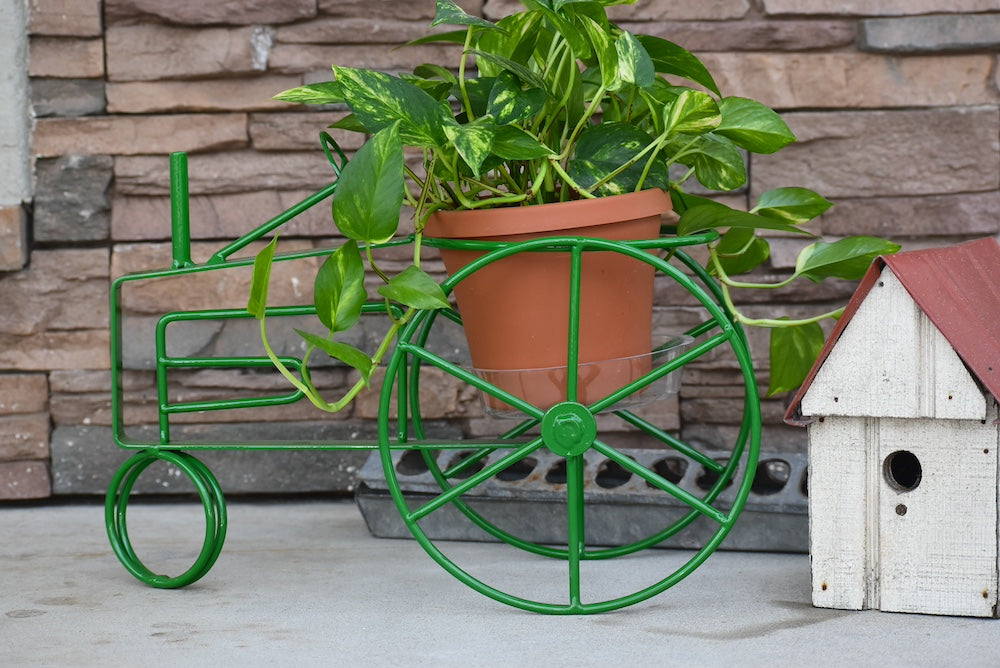 Green Colored Tractor Plant Holder for 10" Containers