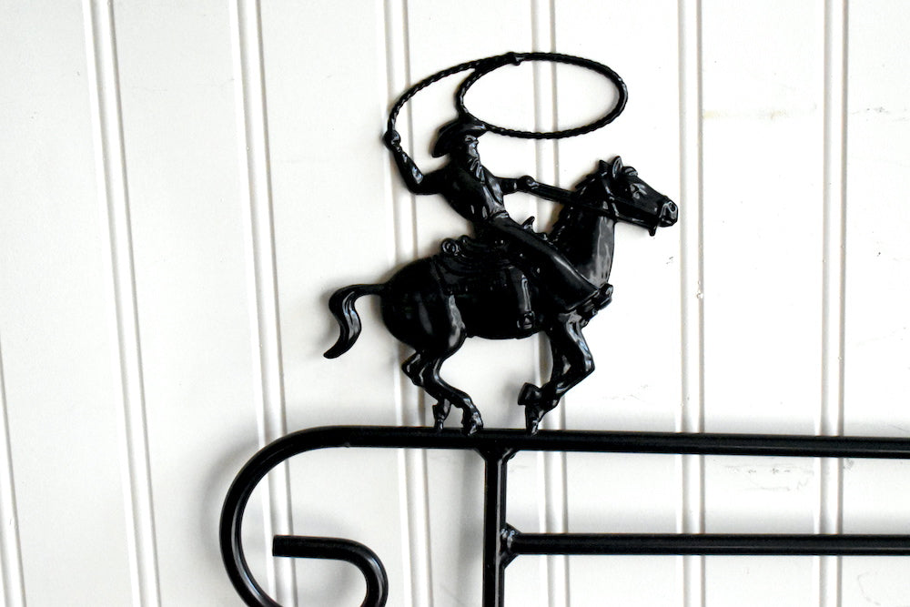 Small Garden Flag Holder With Cowboy on Horse Cutout Design