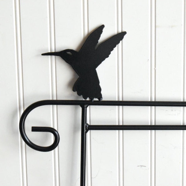 Small Garden Flag Holder With Hummingbird Cutout Design