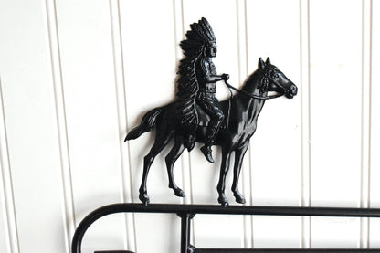 Small Garden Flag Holder With Native American On Horse Cutout Design