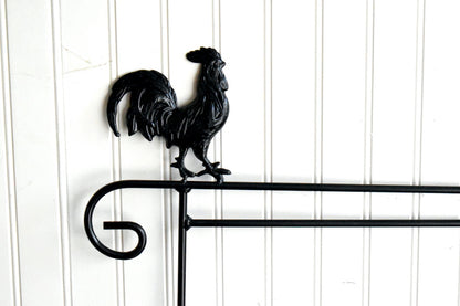 Small Garden Flag Holder With Rooster Cutout Design