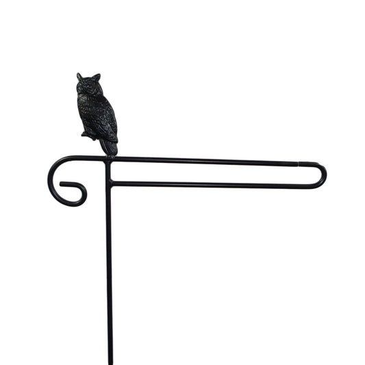 Small Garden Flag Holder With Owl Cutout Design