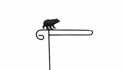 Mini flag holder with a black bear icon